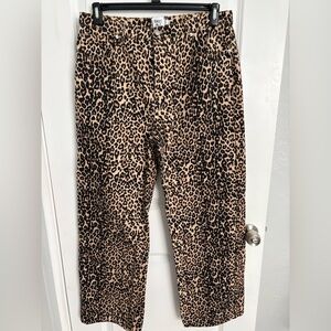 Princess Polly Tan and Black Leopard Print Wide leg Denim EUC Size US 10